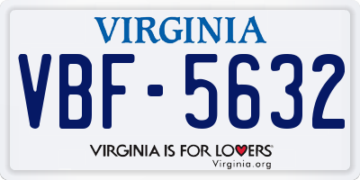 VA license plate VBF5632
