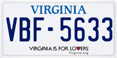 VA license plate VBF5633