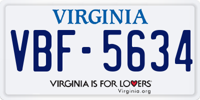 VA license plate VBF5634