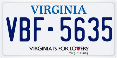 VA license plate VBF5635