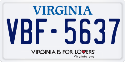 VA license plate VBF5637