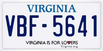 VA license plate VBF5641