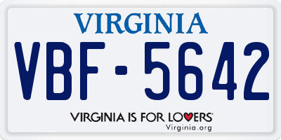 VA license plate VBF5642