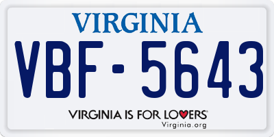 VA license plate VBF5643