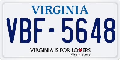 VA license plate VBF5648