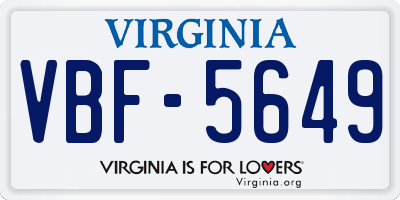 VA license plate VBF5649