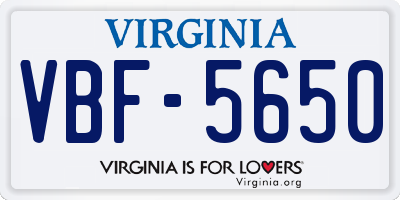 VA license plate VBF5650