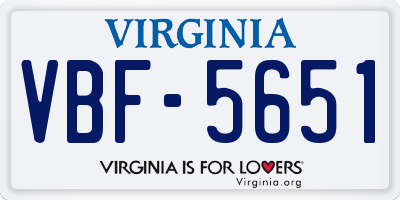 VA license plate VBF5651