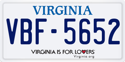 VA license plate VBF5652