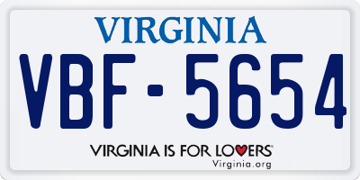 VA license plate VBF5654