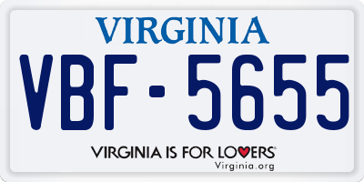 VA license plate VBF5655