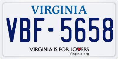 VA license plate VBF5658