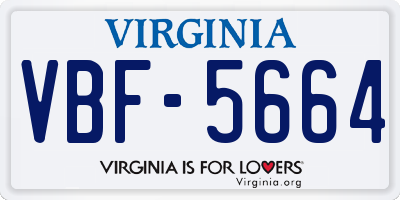 VA license plate VBF5664