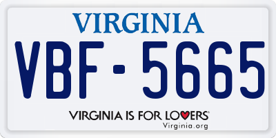 VA license plate VBF5665