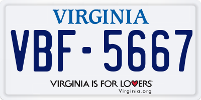 VA license plate VBF5667