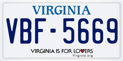VA license plate VBF5669