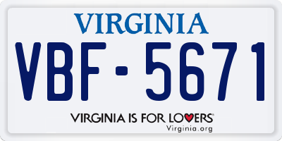 VA license plate VBF5671