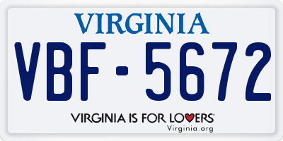 VA license plate VBF5672