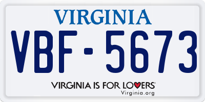 VA license plate VBF5673