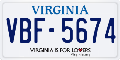 VA license plate VBF5674