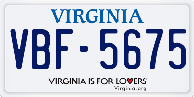 VA license plate VBF5675