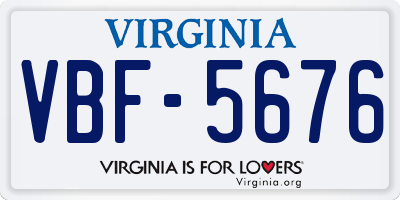 VA license plate VBF5676