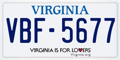 VA license plate VBF5677