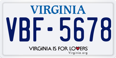 VA license plate VBF5678