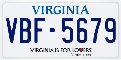 VA license plate VBF5679