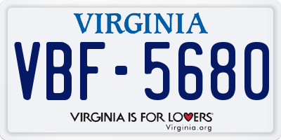 VA license plate VBF5680