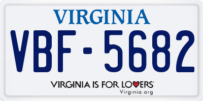 VA license plate VBF5682