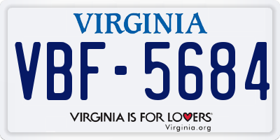 VA license plate VBF5684