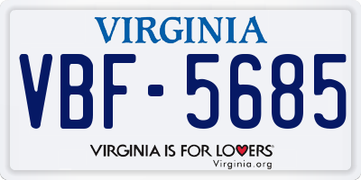 VA license plate VBF5685