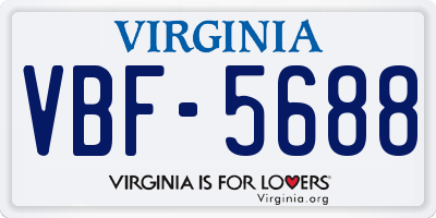 VA license plate VBF5688