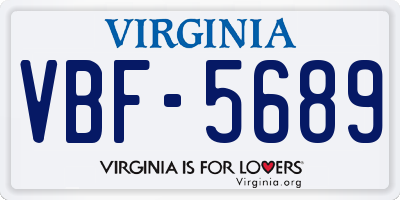 VA license plate VBF5689