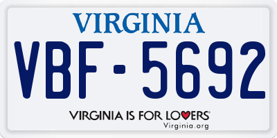 VA license plate VBF5692