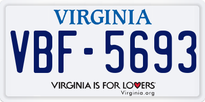 VA license plate VBF5693