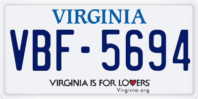 VA license plate VBF5694