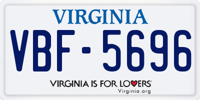 VA license plate VBF5696