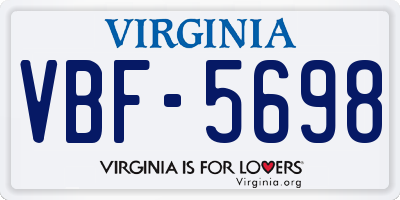 VA license plate VBF5698