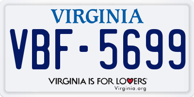 VA license plate VBF5699