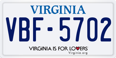 VA license plate VBF5702