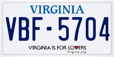 VA license plate VBF5704