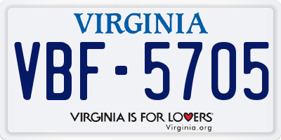 VA license plate VBF5705