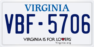 VA license plate VBF5706