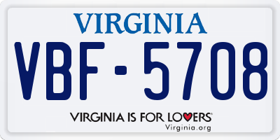 VA license plate VBF5708