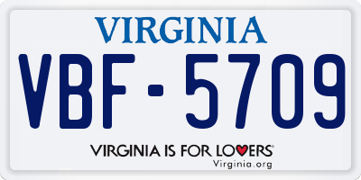 VA license plate VBF5709
