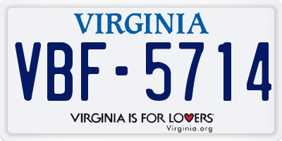 VA license plate VBF5714