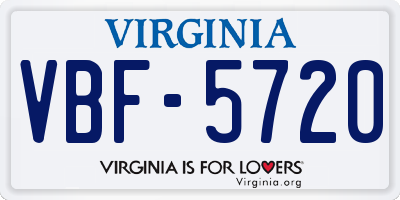 VA license plate VBF5720