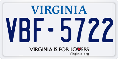 VA license plate VBF5722